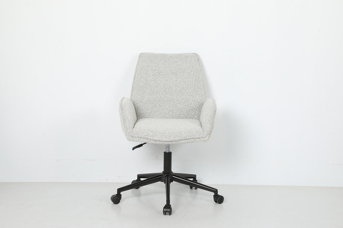 BÜRODREHSTUHL - Bouclé / Eisen - Greige/Schwarz, Textil/Metall (57/81/62cm) - home24