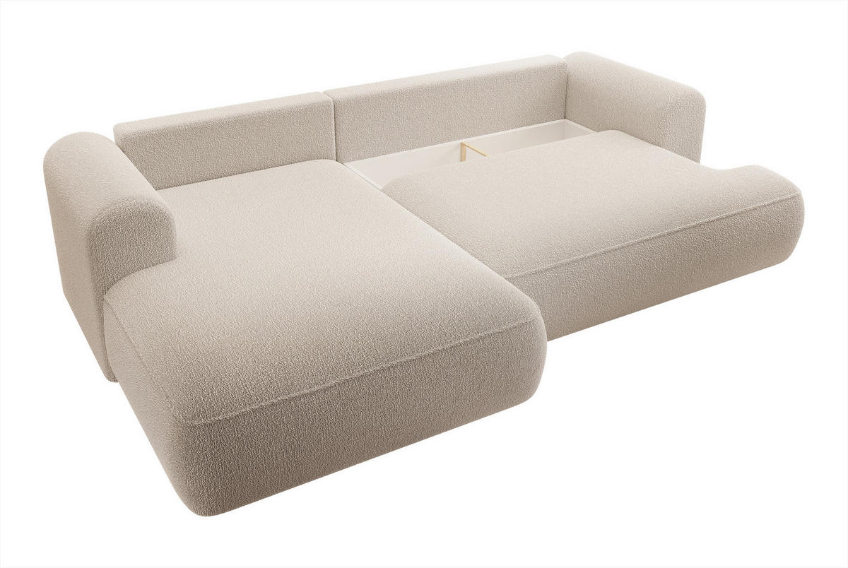 ECKSOFA Ovo Beige Boucle - Beige/Schwarz, Kunststoff/Textil (260/165cm) - Selsey