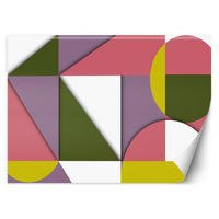 FOTOTAPETE, Geometrische Abstrakt Gelb Rosa Lila Grün 150x105 - Lila, Textil (150/1cm) - Feeby