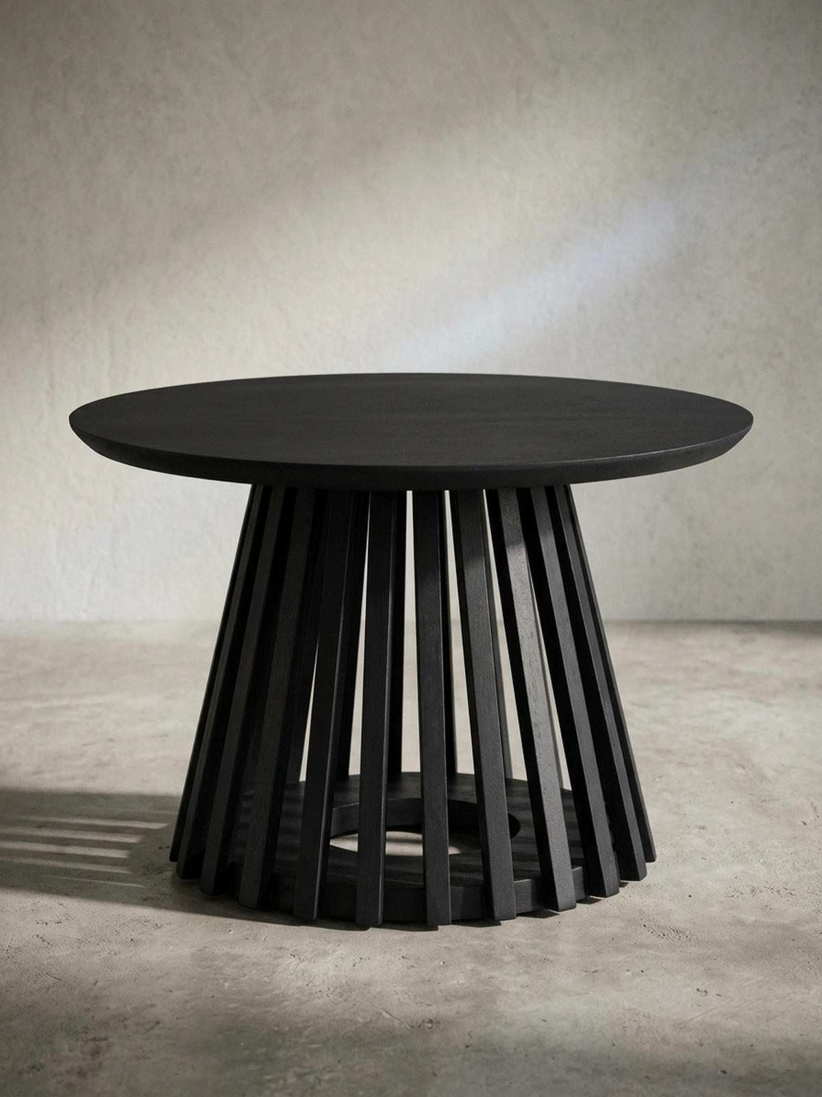 COUCHTISCH Schwarz Massivholz Mango Rund 60x60x41 cm mit Gittergestell Modern - Schwarz, Holz (60/60/41cm) - KADIMA DESIGN