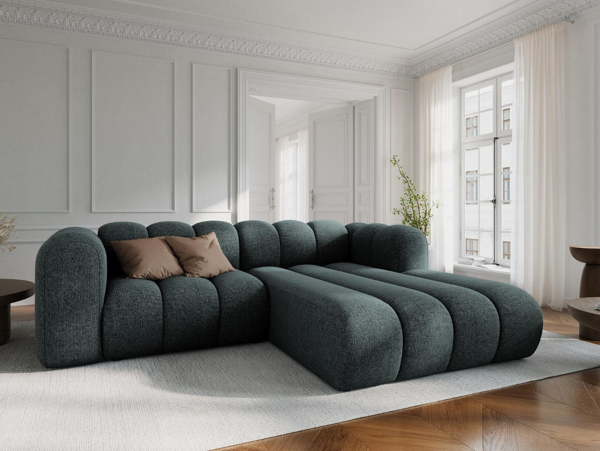 ECKSOFA modular rechts Lupine aus Chenille-Stoff petrol 3 Sitzplätze - Petrol, Textil (177/230cm) - Micadoni