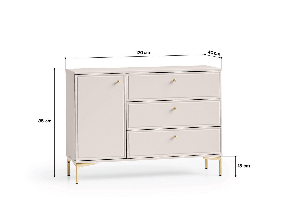 KOMMODE – 120 cm – Sandro – Sandfarben - Sandfarben, Holzwerkstoff (120/85/40cm) - hi-markt