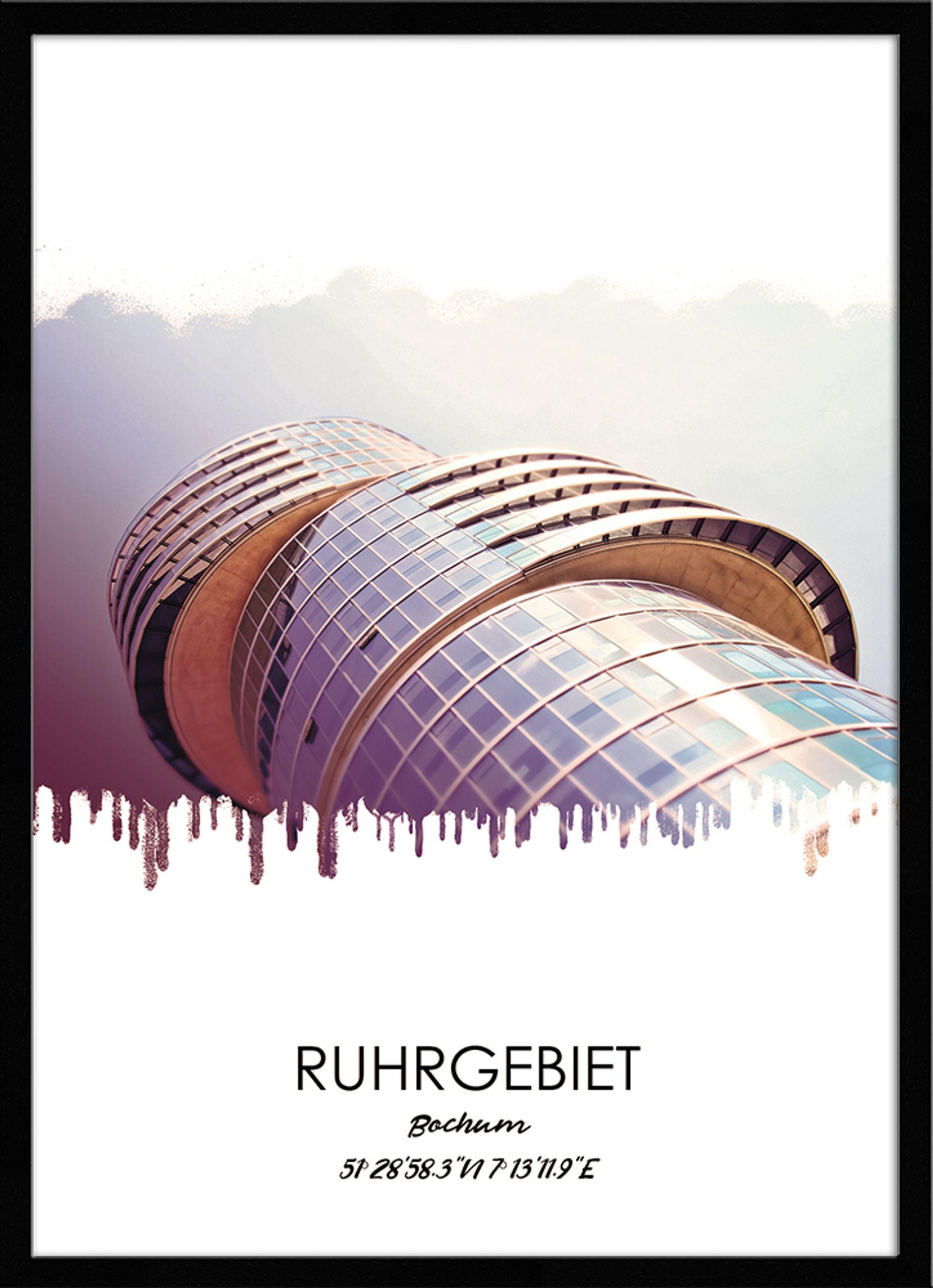 POSTER mit Rahmen 50x70 cm Ruhrgebiet Bochum - Anthrazit, Holz (51/71cm) - artissimo
