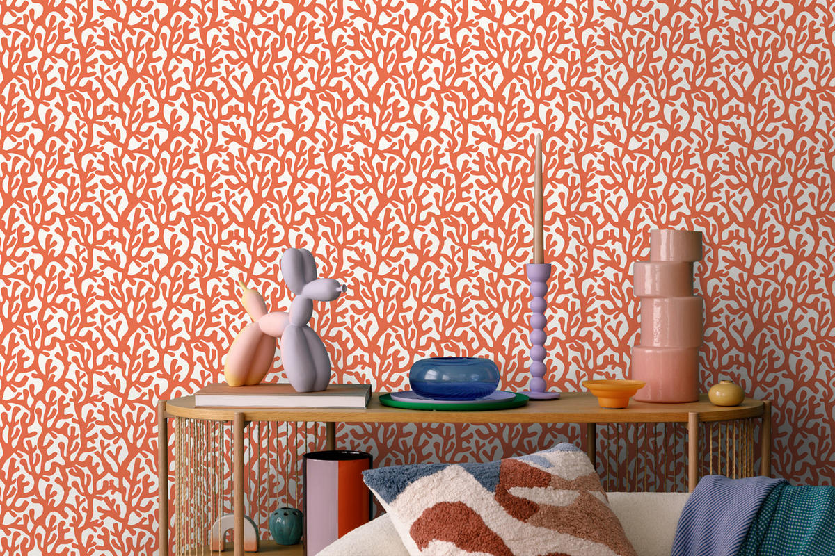 TAPETE Koralle 50 x 900 cm - Orange, Papier (50/900cm) - ESTAhome