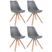 STUHL 4er Set Lederlook grau - Eukalyptusholzfarben/Grau, Holz/Textil (47.5/83/55.5cm) - CLP