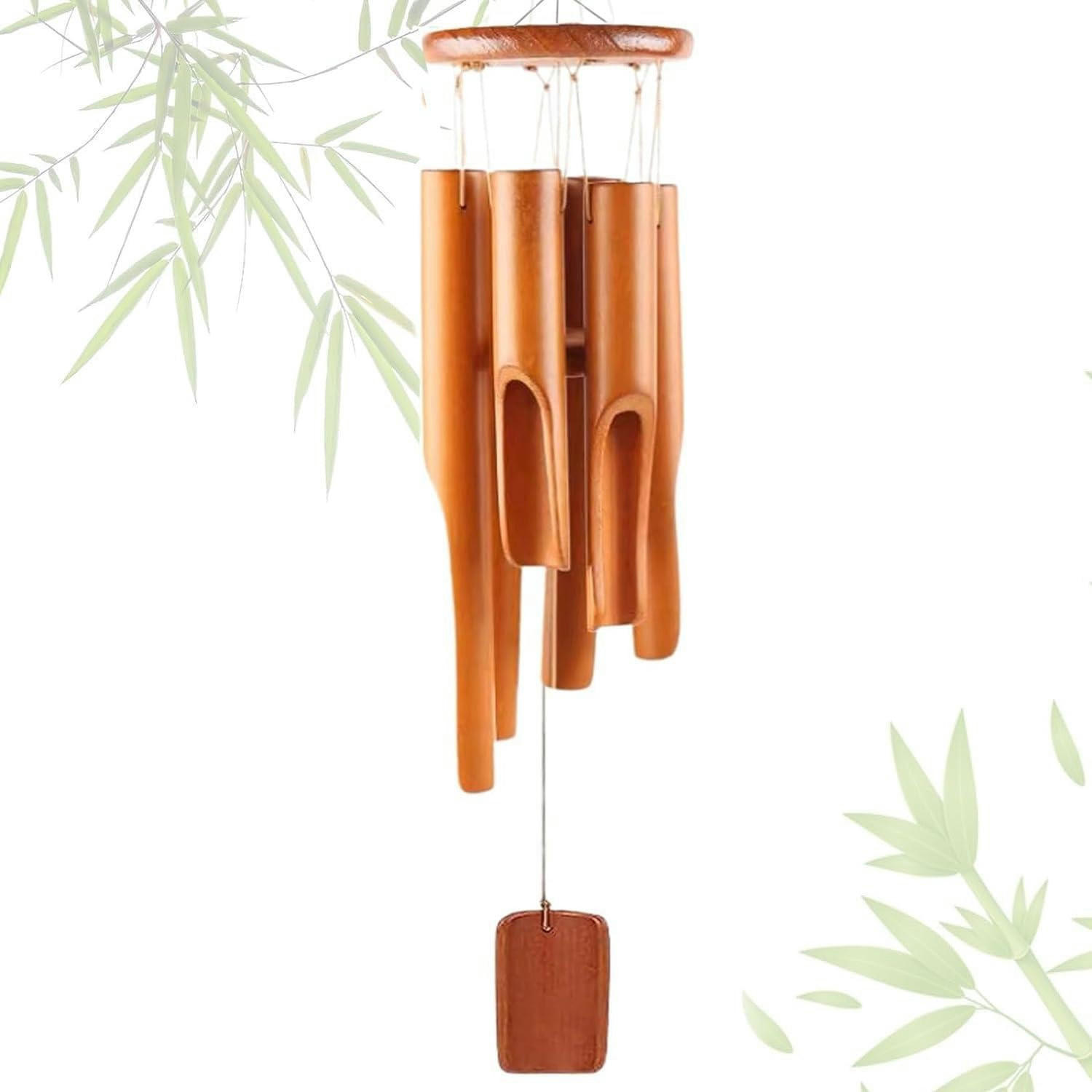 WINDSPIEL Bambus 6 Rohre Holzfarbe 75 cm - Braun, Naturmaterialien (10/10/75cm)