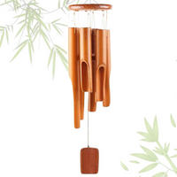 WINDSPIEL Bambus 6 Rohre Holzfarbe 75 cm - Braun, Naturmaterialien (10/10/75cm)