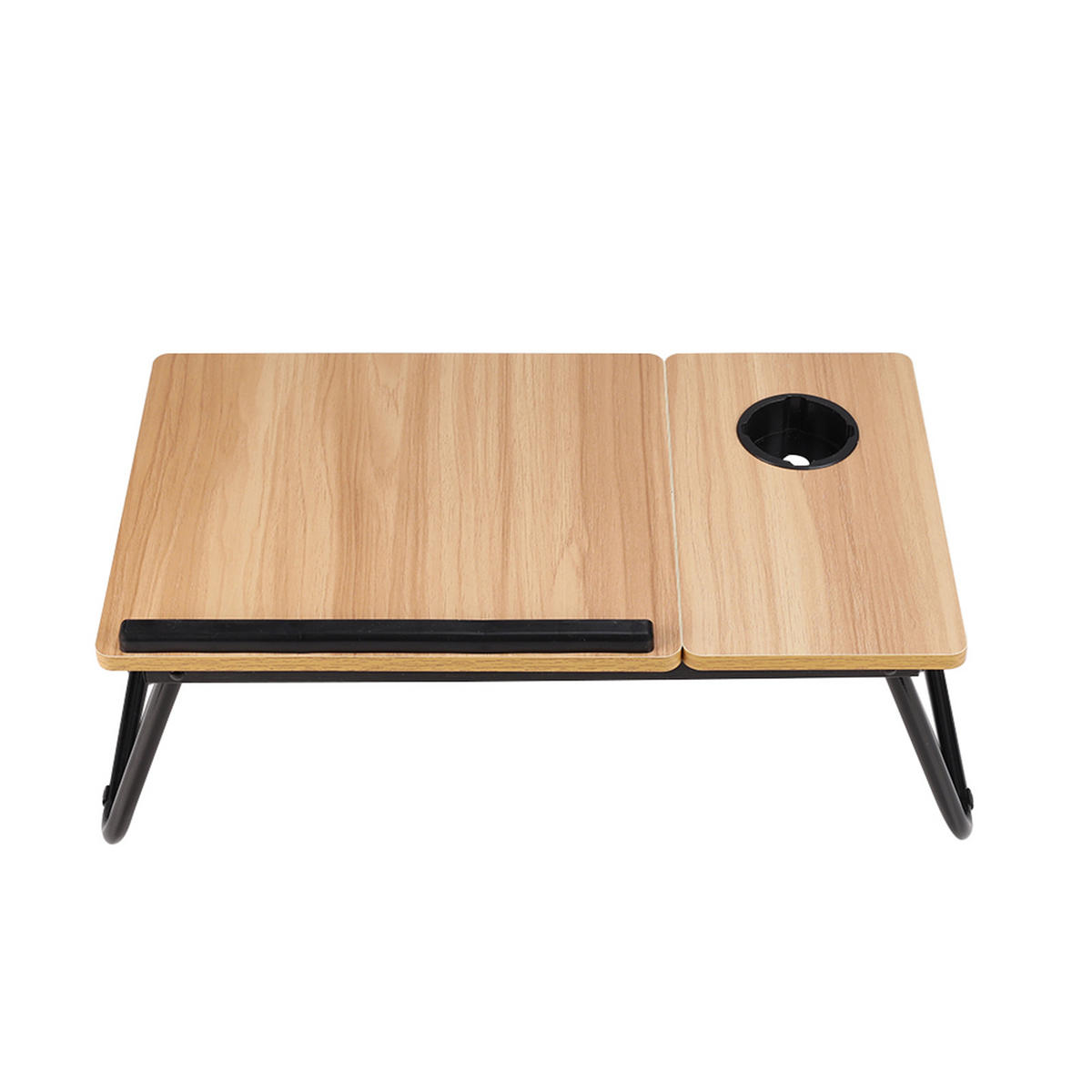 LAPTOP-BETTTISCH mit Getränkehalter Verstellbarer, klappbarer – Naturholzoptik, 56x32,5x24 cm - Naturfarben, Metall (32.5/56/24cm) - Livingandhome