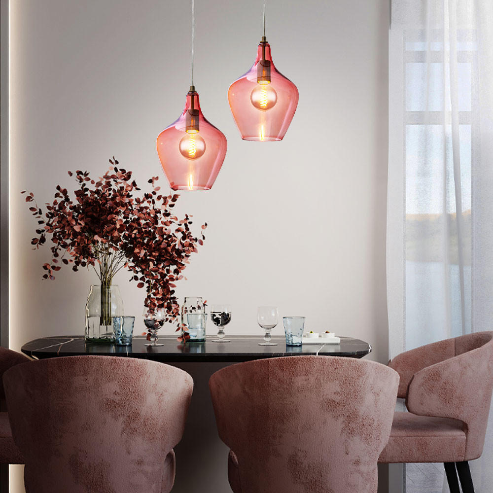 HÄNGELEUCHTE PASO Glas Rosa Silber - Rosa, Glas (22/22/150cm) - Nowa