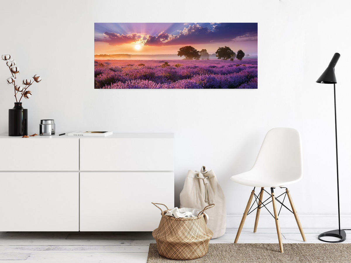 GLASBILD 125x50 cm Landschaft lila - Gelb, Glas (125/50cm) - artissimo