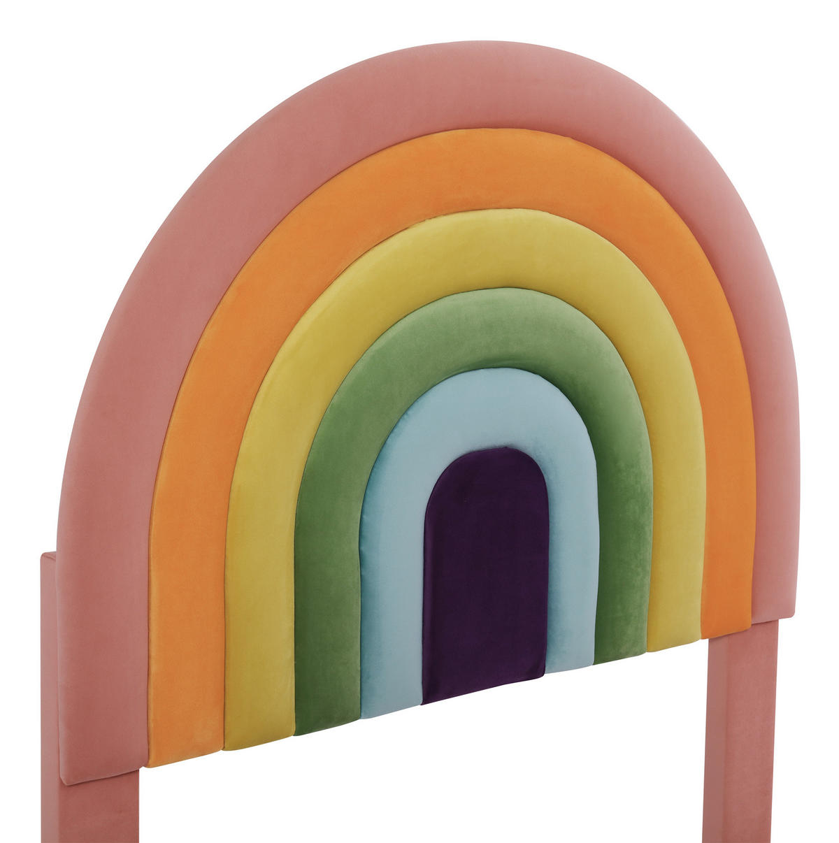POLSTERBETT 90/200 cm mit Lattenrost, höhenverstellbarem Kopfteil und Regenbogen-Design aus Samt, Pink - Rosa, Textil (90/200cm) - Redom