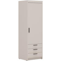DREHTÜRENSCHRANK Elena mit 1 Tür und 3 Schubladen, Sandbeige - Sandfarben, Holzwerkstoff (60/190/53cm) - Beautysofa