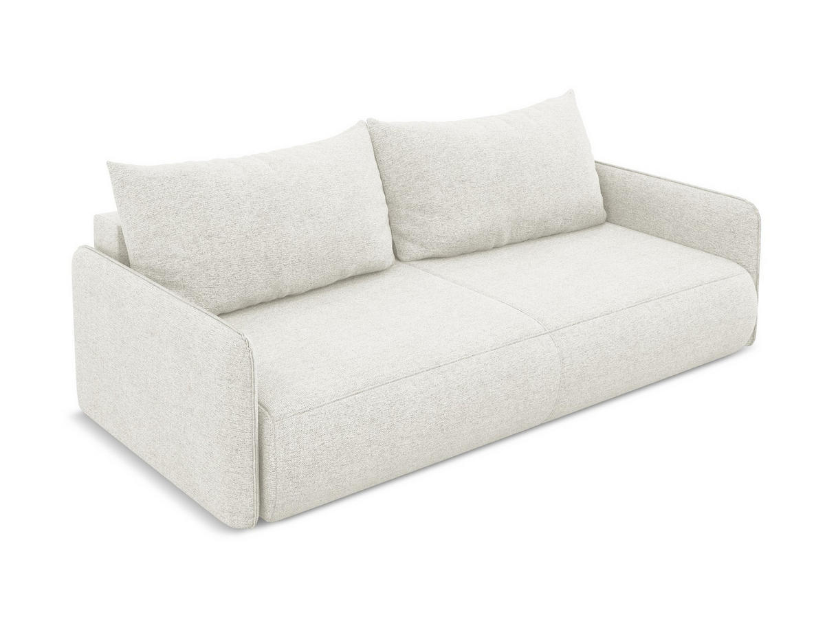 3-SITZER SOFA mit Schlaffunktion Chenille Stoff Weiß - Schwarz/Weiß, Kunststoff/Textil (216/86/105cm) - Makamii
