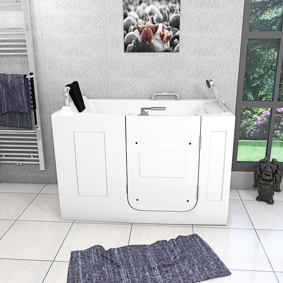 WHIRLPOOL-SENIORENWANNE S07WP-TH-B-R Weiß - Weiß, Glas/Kunststoff (76/116/140cm) - AcquaVapore by Sandra Jentho