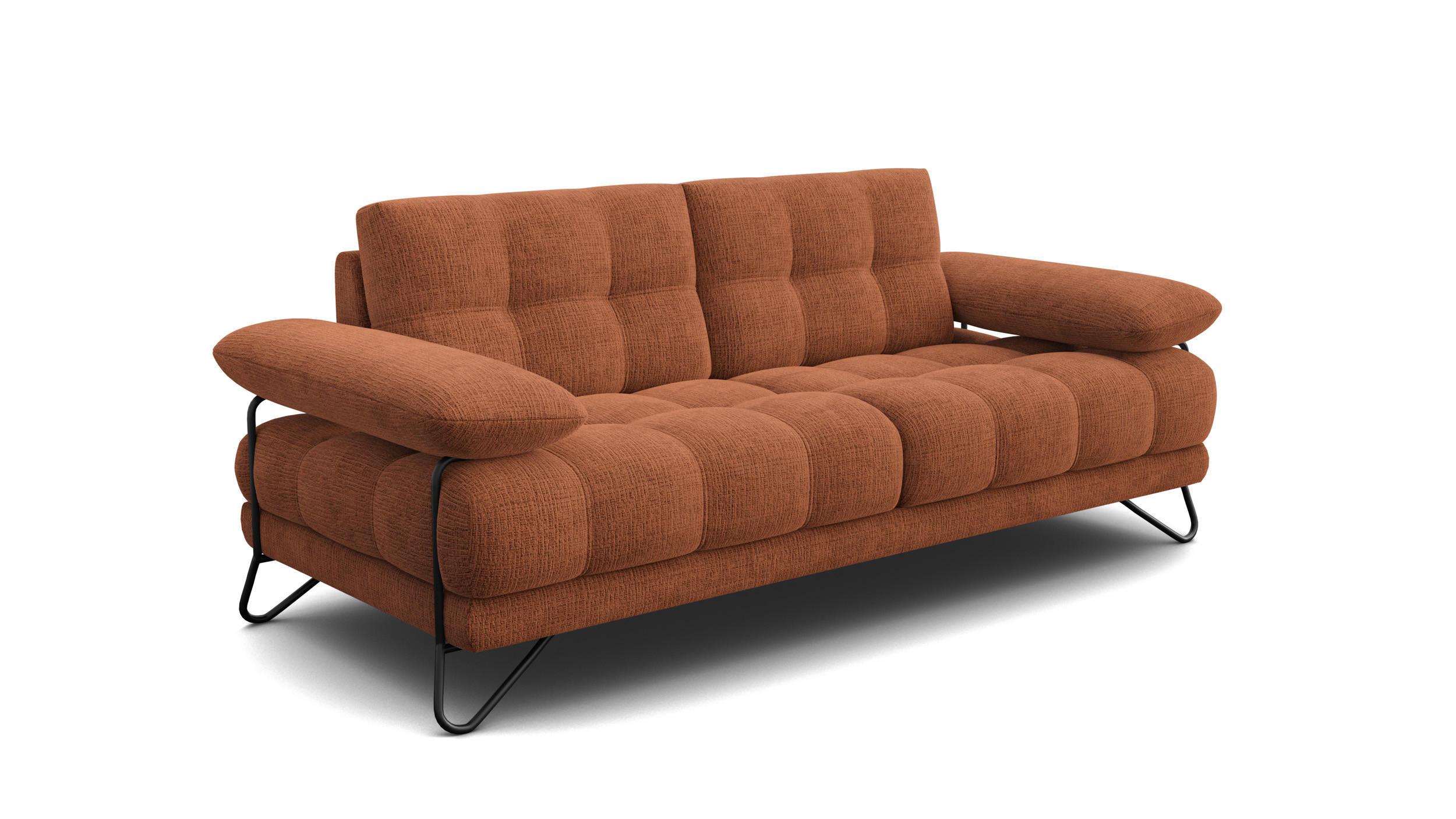SOFA BUBBARA 2,5-Sitzer, rostrot - Schwarz/Orange, Holz/Textil (215/87/96cm) - Courtois Laville