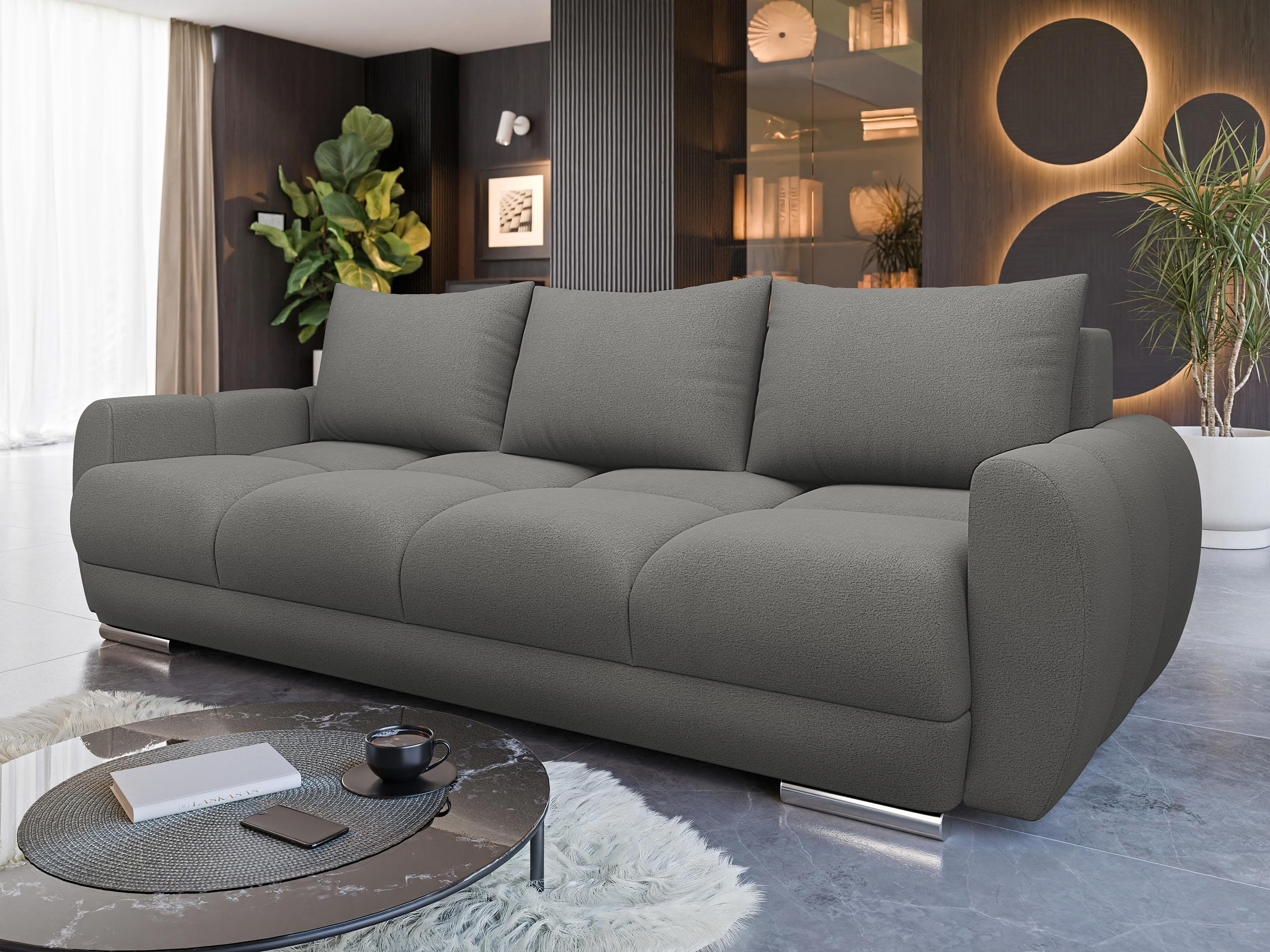SCHLAFSOFA Logo 3 - Silberfarben/Grau, Holz/Kunststoff (234/89/97cm) - MIRJAN24