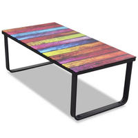 COUCHTISCH 90/45/32 cm aus Hartglas, Eisen mit Regenbogen-Aufdruck - Multicolor, Glas (45/90/32cm) - vidaXL