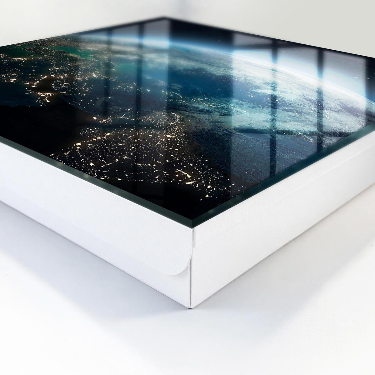 SCHLÜSSELBOX Weiß 30x30 cm – Türöffnung nach rechts - Nacht Erde - Blau, Metall (30/30/5cm) - TULUP