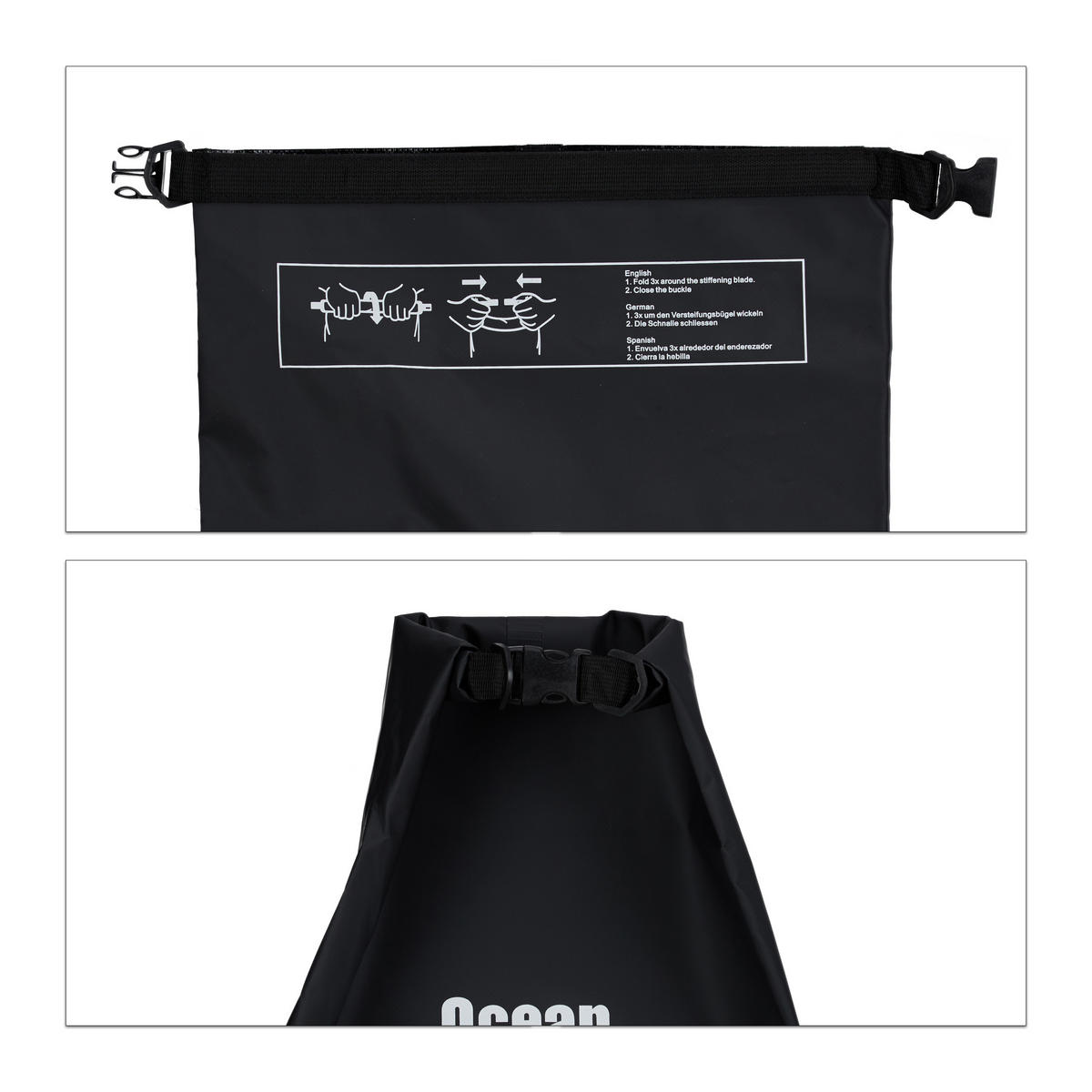 OCEAN Pack - Schwarz, Kunststoff (20/38/0.5cm) - Relaxdays