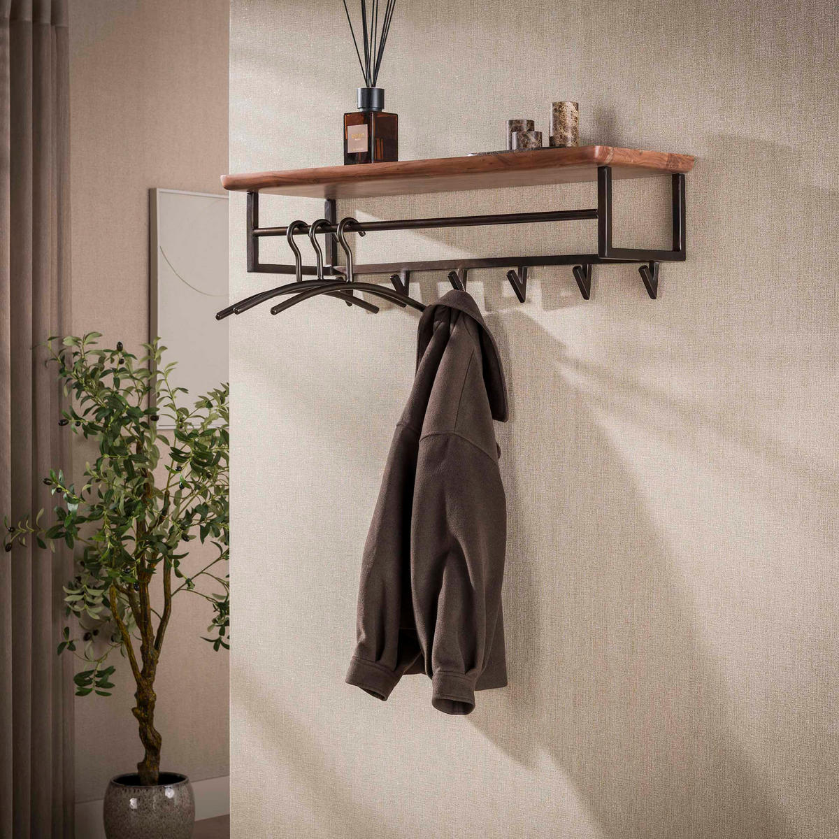 WANDGARDEROBE Edge Braun 33/100/28 cm - Braun, Holz (100/28/33cm) - Hoyz Collection
