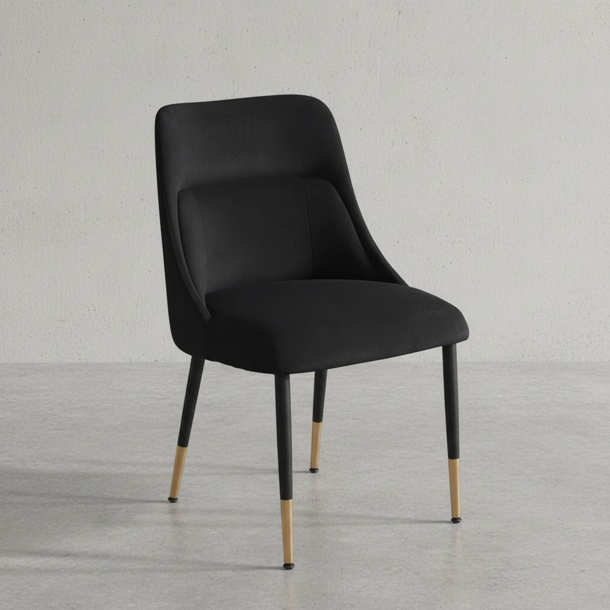 ESSZIMMERSTUHL Samtbezug mit integriertem Rückenkissen und Metallgestell Schalenform Modern gepolstert, Schwarz 49x56x85 cm - Schwarz, Textil/Metall (49/85/56cm) - KADIMA DESIGN
