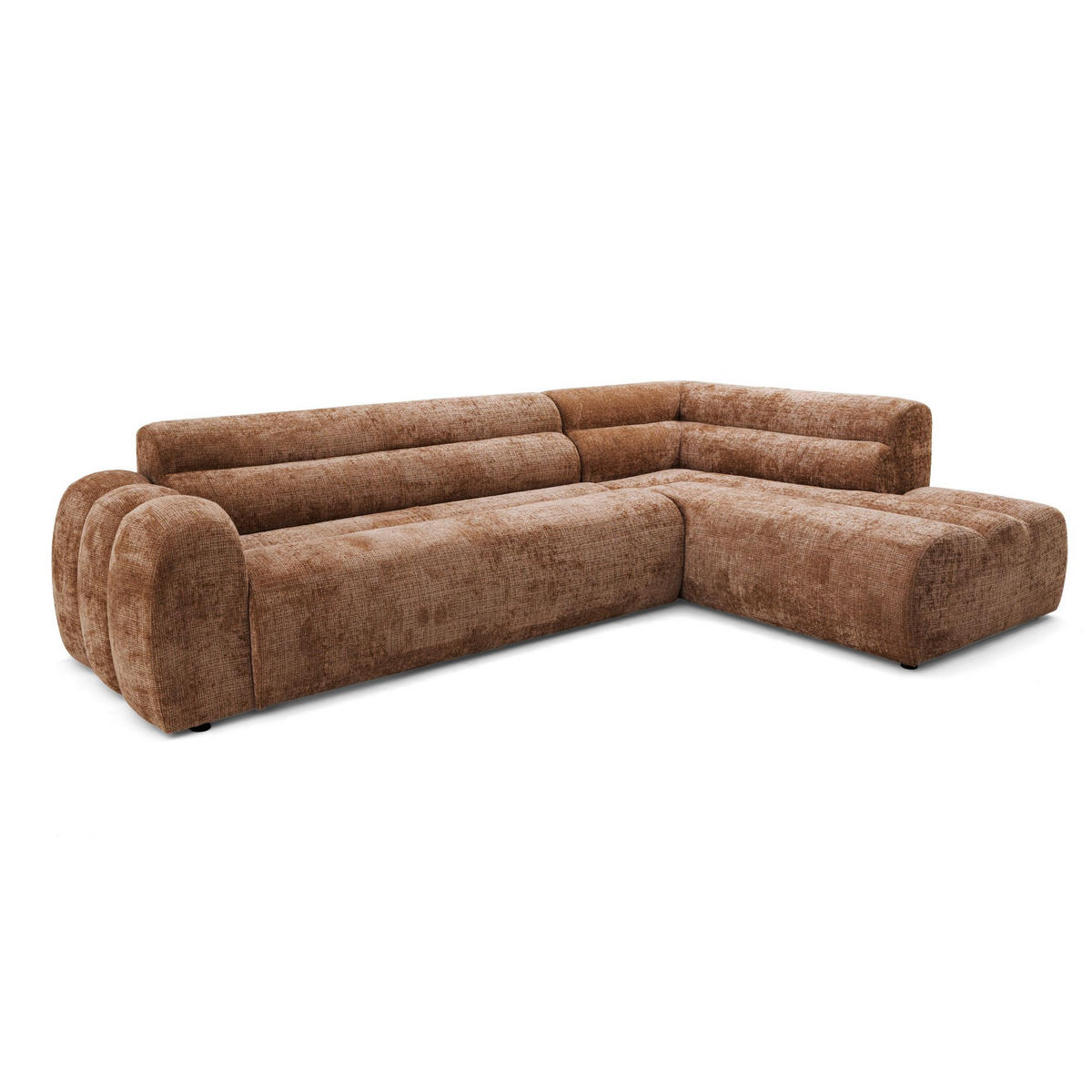 4-SITZER modulares Ecksofa VEER L Rechts, 283 x 190 cm, Chenille Webstoff Orange - Schwarz/Orange, Holz/Kunststoff (190/283cm) - Muffo