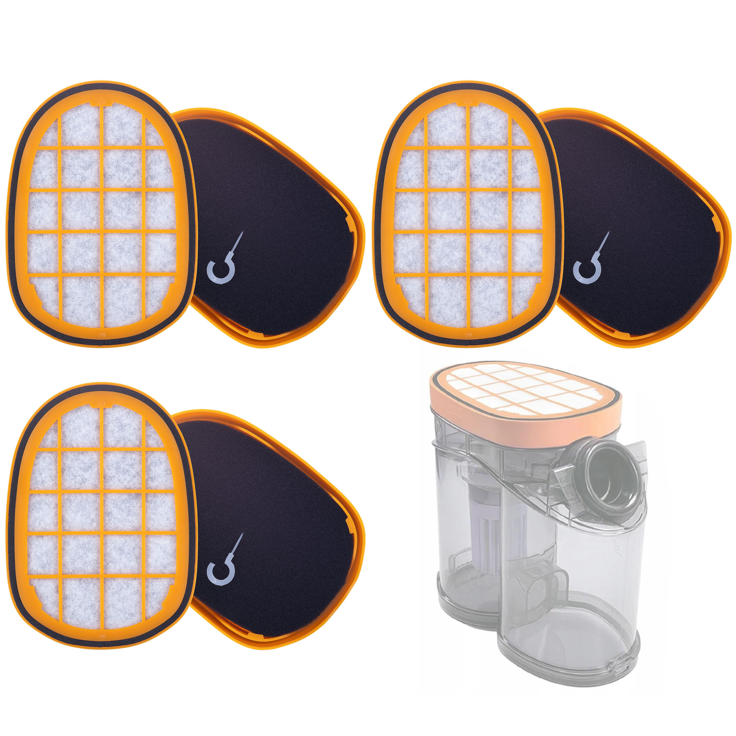 FILTER FC5005/01 3er-Set, waschbar, Schaumstofffilter, Rahmenfilter, Nass/Trocken, Ersatz - Multicolor, Kunststoff/Metall (10/10/10cm)