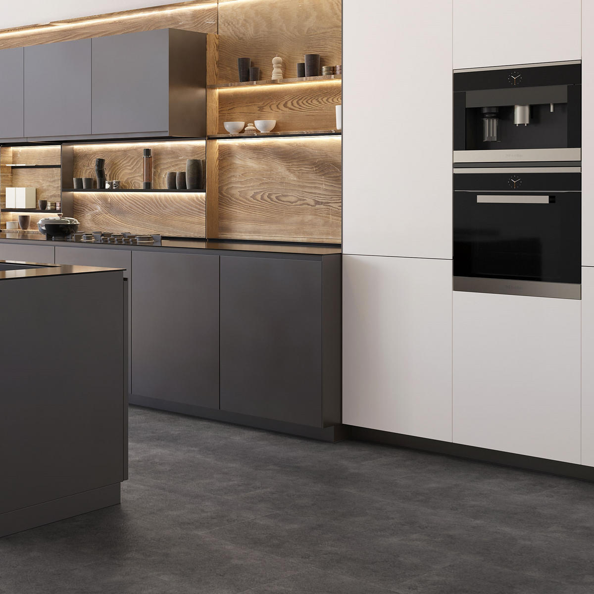 PVC BODENBELAG selbstklebend 6,68m²/36 Dielen Vinylboden Betonoptik Grau Zement Dunkel - Dunkelgrau, Kunststoff (61/30.5/0.2cm) - ML-DESIGN
