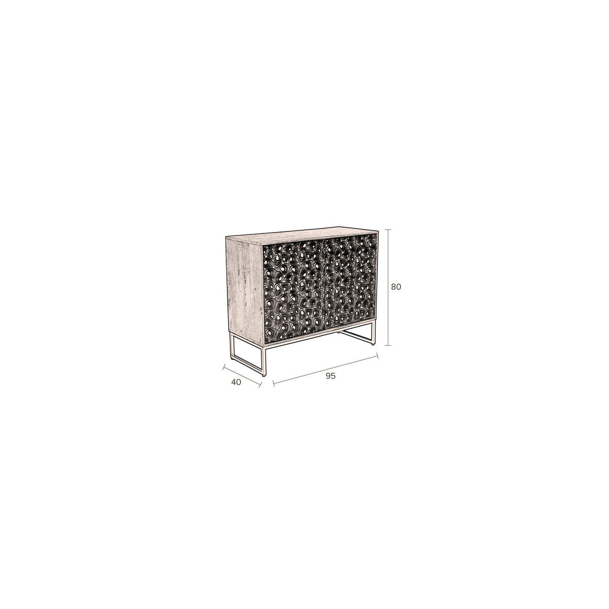 SIDEBOARD Meena - Multicolor, Holz (95/80/40cm) - Dutchbone