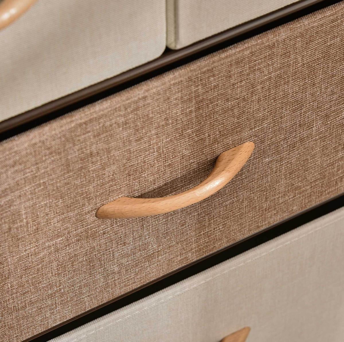 KOMMODE mit 5 Stoffschubladen 58 x 29 x 99 cm - Braun, Holzwerkstoff (29/99/58cm) - Meubliv