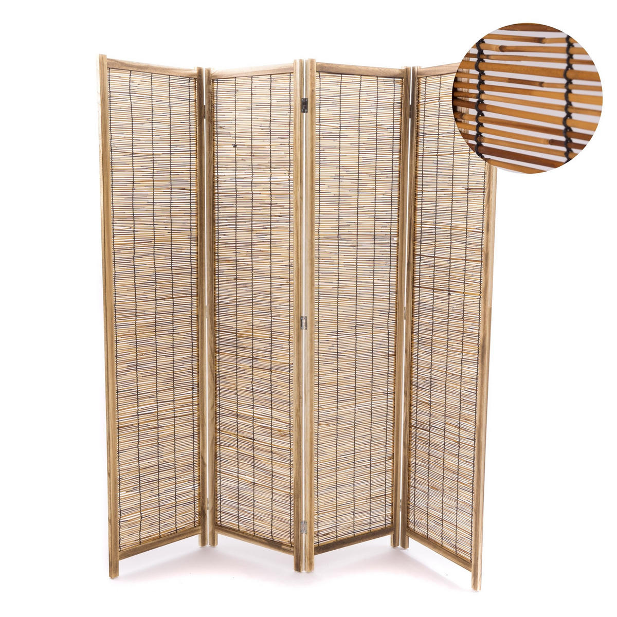 RAUMTEILER Gran Playa 4-teilig Schilfrohr braun - Braun, Holz (160/170/3cm) - CREEDWOOD