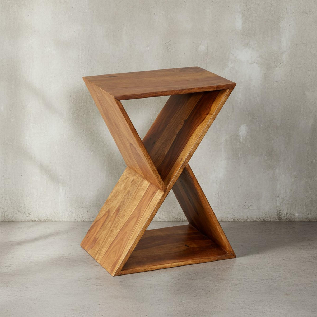 BEISTELLTISCH – Massivholz Braun X-Gestell mit 2 Ablagen - Braun, Holz (30/43/60cm) - KADIMA DESIGN