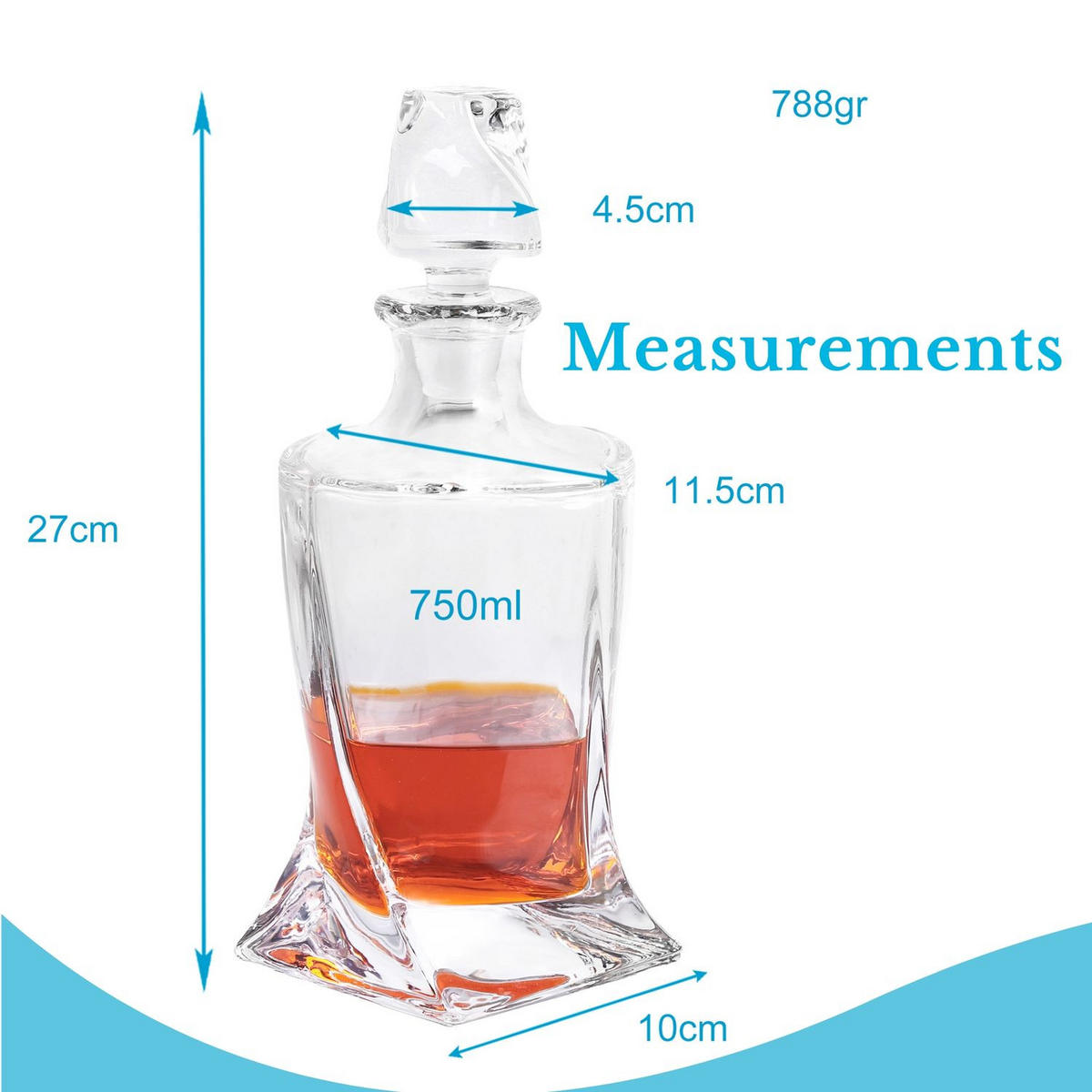 WHISKEY KARAFFE 750 ml - Transparent, Glas (0.75L) - Intirilife