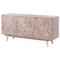 SIDEBOARD Akazie 160x42x75 weiß lackiert MOSAYK #210 - Weiß, Holz (160/75/42cm) - Massivmoebel24