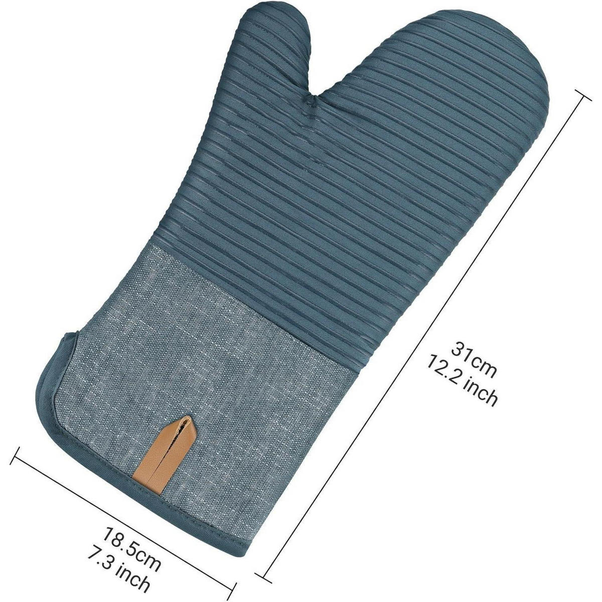 OFENHANDSCHUHE hitzebeständig, rutschfest, Topfhandschuhe, 4-teilig - Blau, Textil (1.5/33/14cm) - LUXUSKOLLEKTION