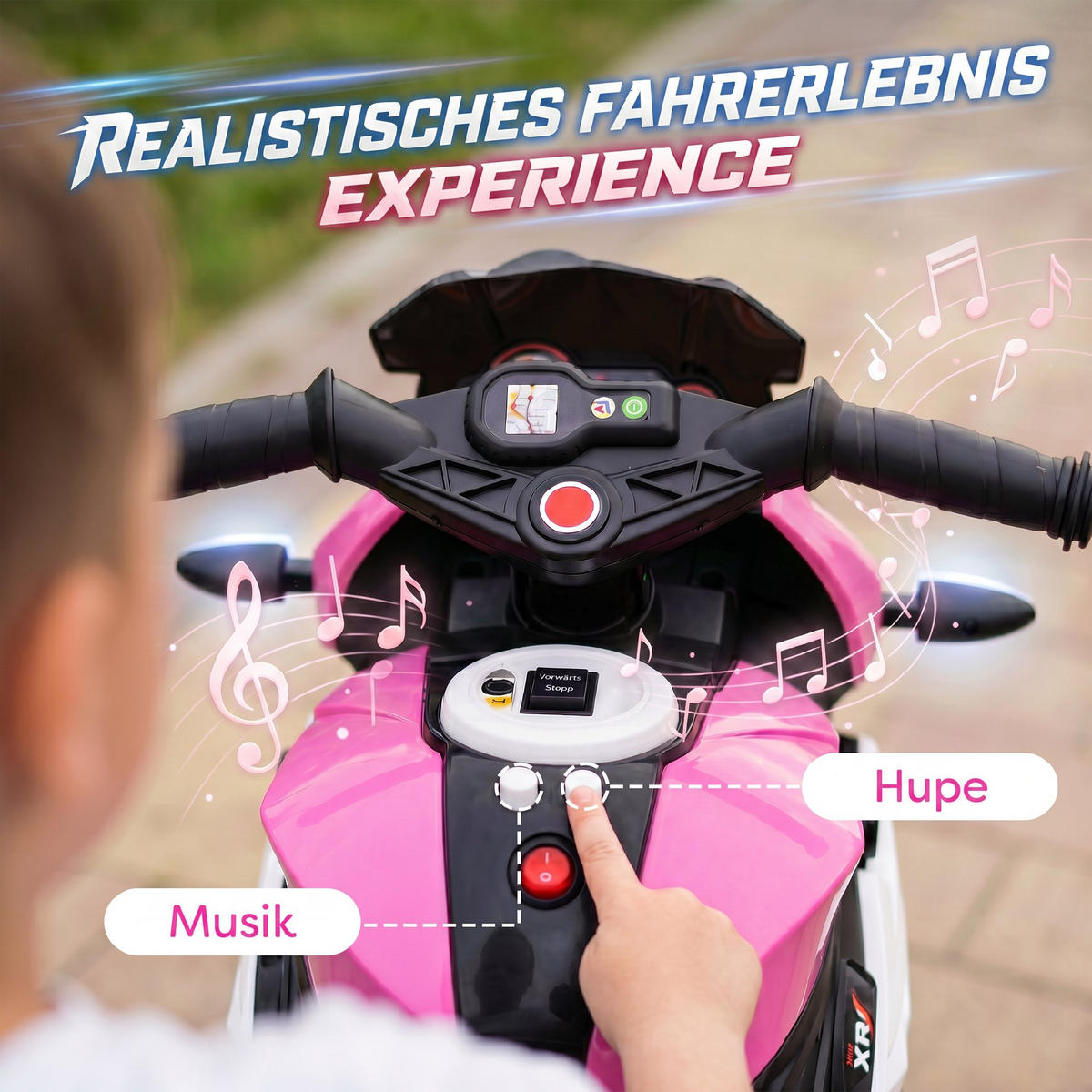 KINDER-ELEKTROMOTORRAD Kunststoff Metall Rosa - Rosa, Kunststoff (86/42/52cm) - HOMCOM