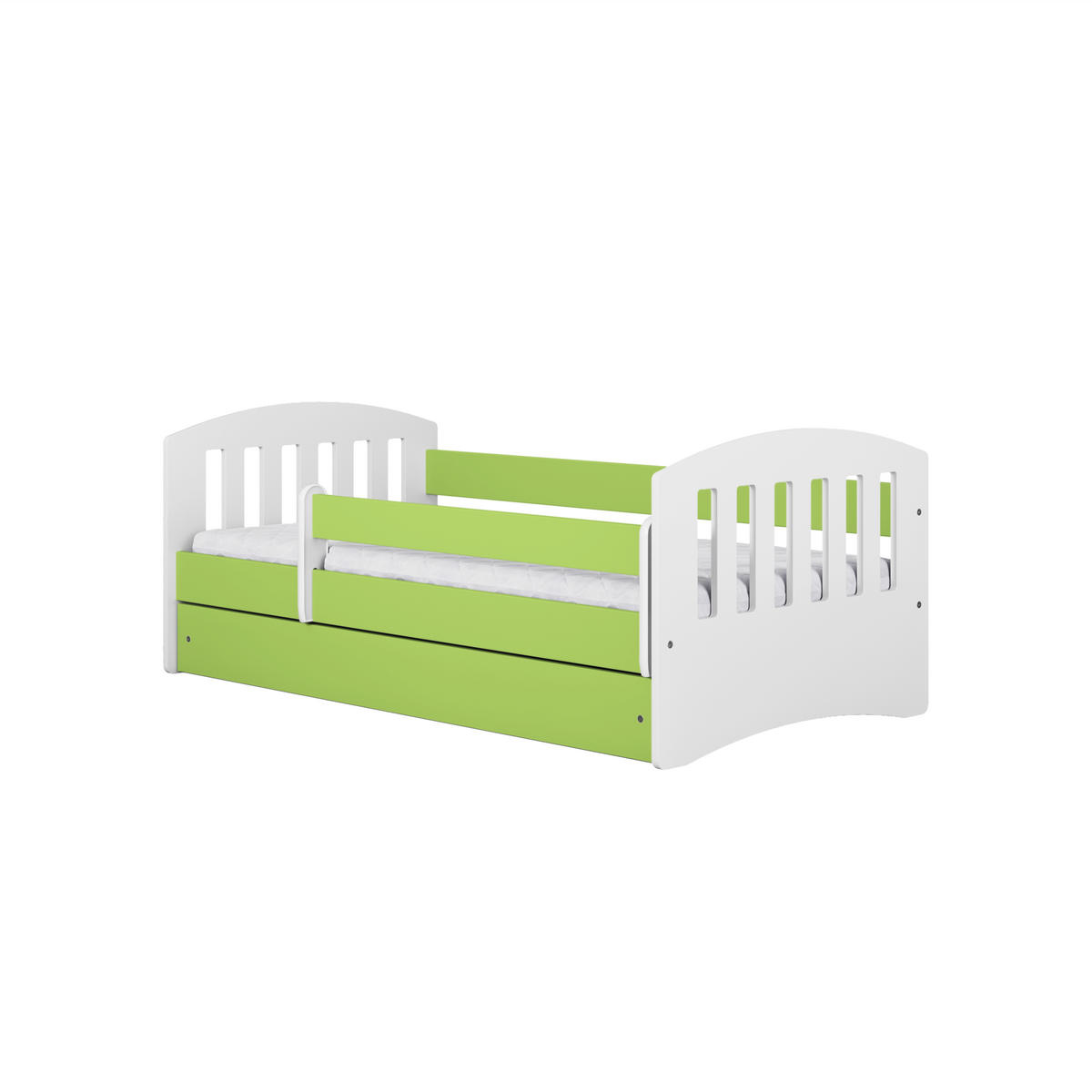 KINDERBETT CLASSIC mit Schublade und Matratze 90/65/184 - Grün, Holzwerkstoff (80/180cm) - RAUMHIRSCH FURNITURE