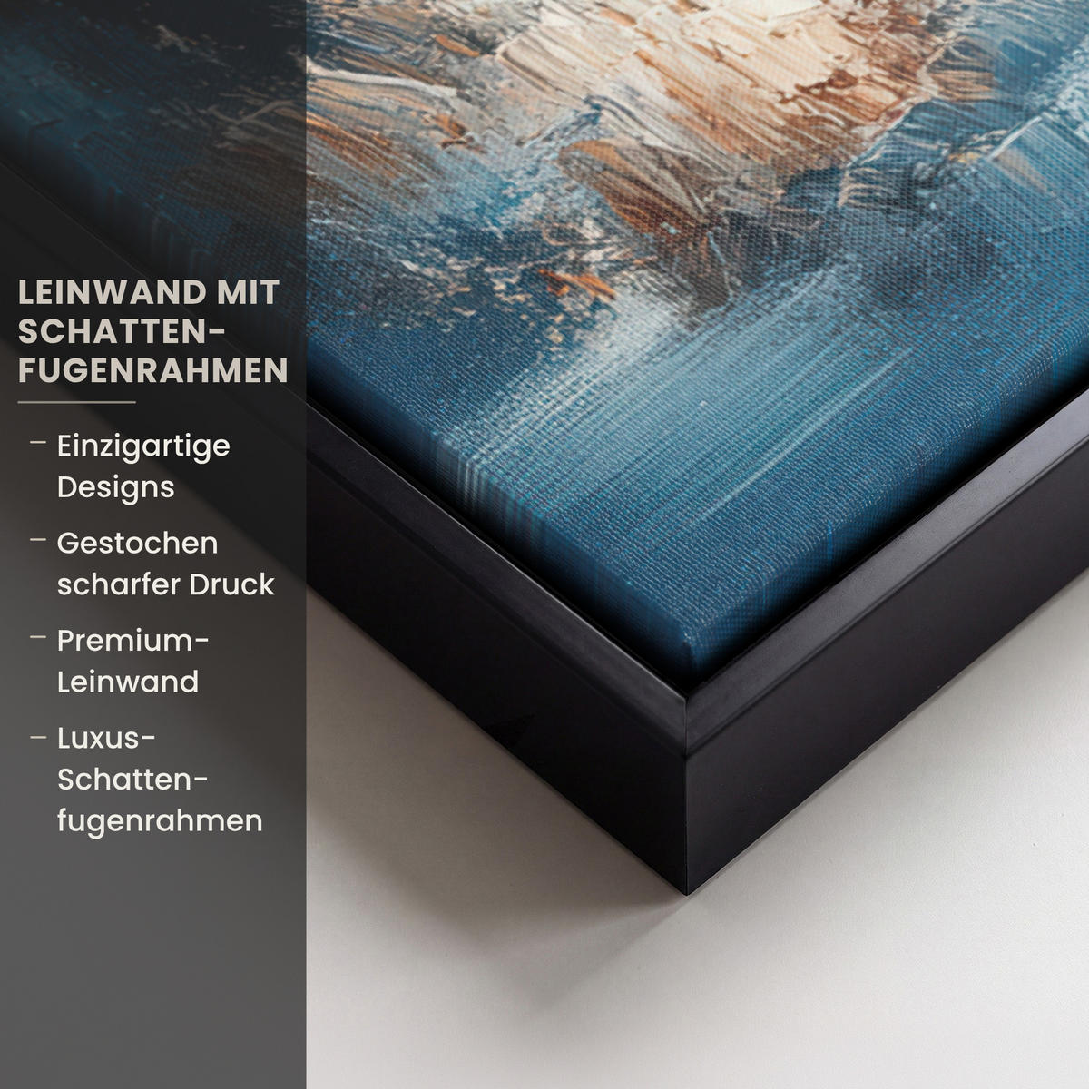 LEINWAND Bilder mit Rahmen - Wald – Winter – Natur – Abstrakt – Schnee - 100x70 - Weiß, Textil (100/70cm) - MuchoWow