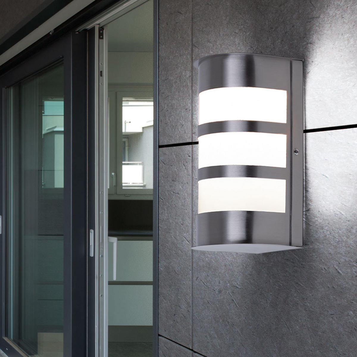 LED AUSSEN-WANDLEUCHTE Edelstahl Silber - Silberfarben, Kunststoff/Metall (13/23/12cm)