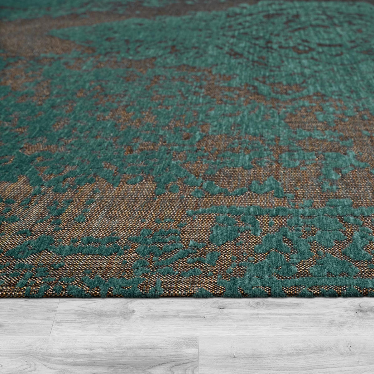 TEPPICH Kurzflor Vintage Wohnzimmer schmutzabweisend Türkis Rechteckig 160x230 - Blau, Textil (160/230cm) - KADIMA DESIGN