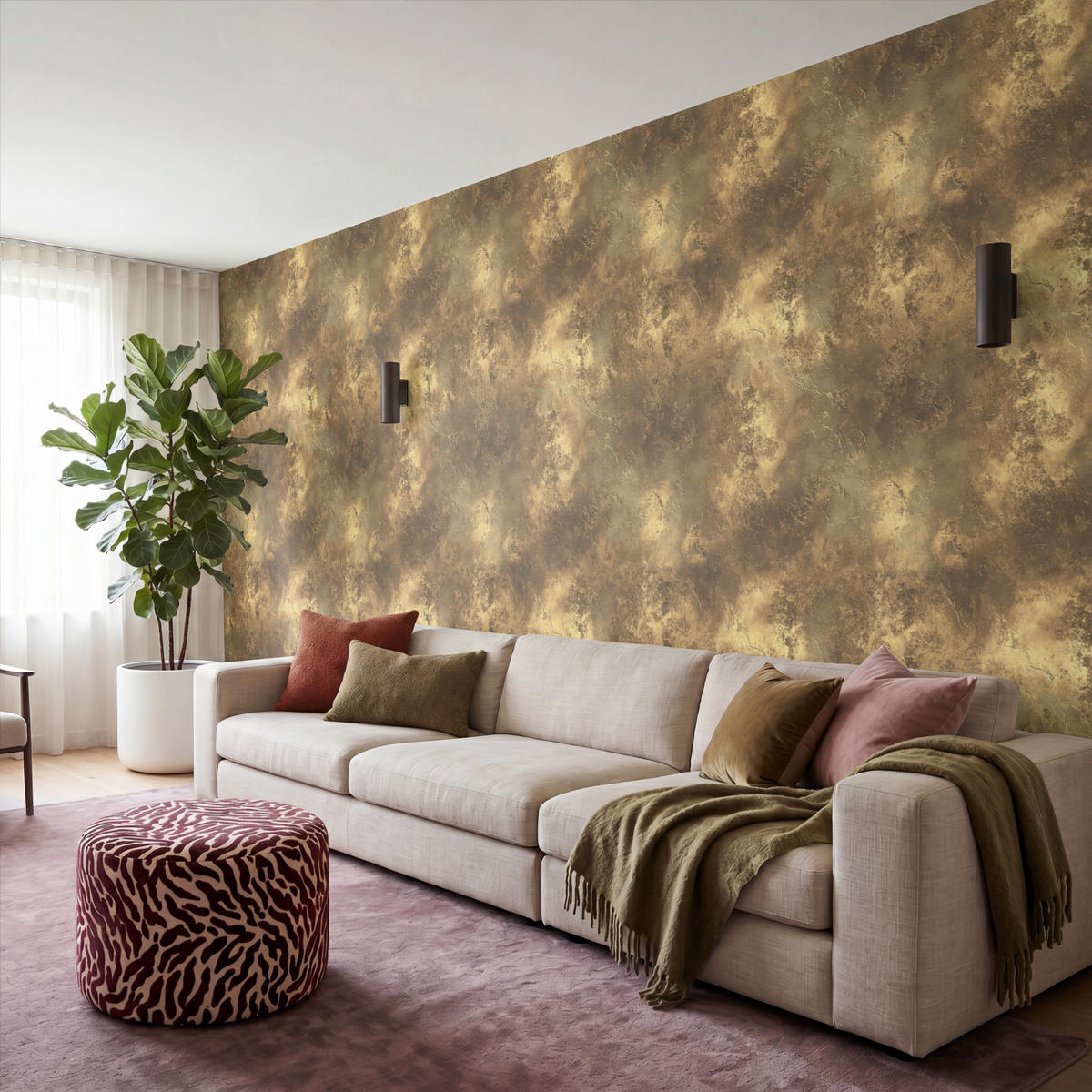 TAPETE - Antik - Metallic-Look - Gold - 450x220 cm - Messingfarben, Papier (450/220cm) - OnlyWow