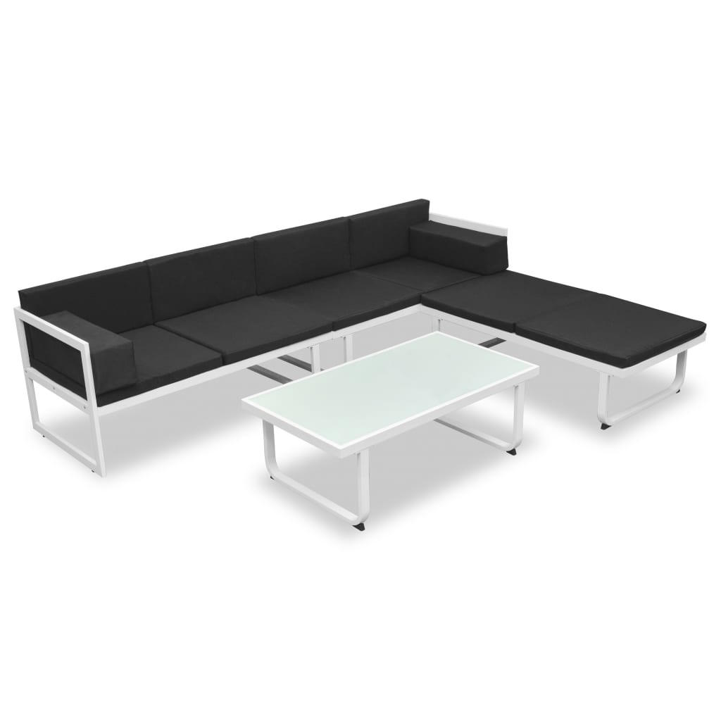 GARTEN-LOUNGE-SET 4Er Set Mit Auflagen Aluminium Schwarz - Schwarz, Textil/Metall - vidaXL