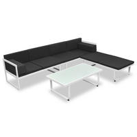 GARTEN-LOUNGE-SET 4Er Set Mit Auflagen Aluminium Schwarz - Schwarz, Textil/Metall - vidaXL