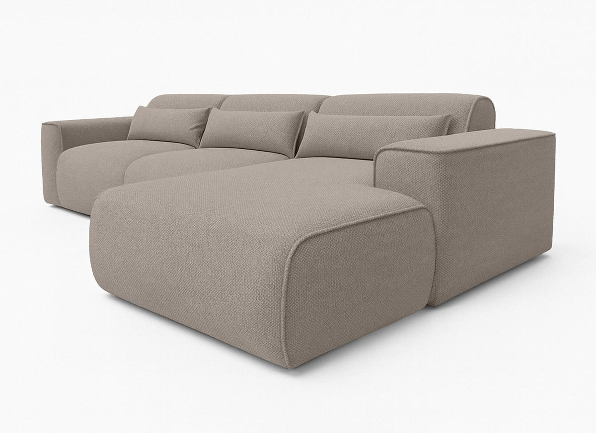 ECKSOFA L Form Ruyam Hellbraun 310/165/78 cm – Schlaffunktion Rechts - Hellbraun/Schwarz, Kunststoff/Textil (310/170cm) - AX Living