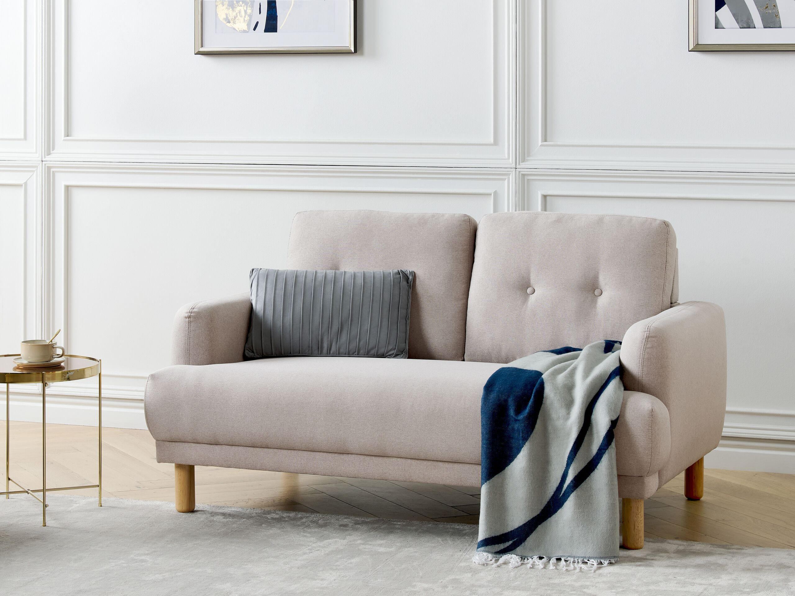 2-SITZER-SOFA Stoff taupe Tuve - Hellbraun/Beige, Textil (149/85/90cm) - Beliani