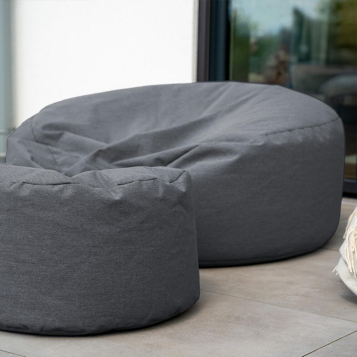 SITZSACK CLOUD - Anthrazit, Mit Hocker - Anthrazit, Kunststoff (140/40/140cm) - Home Deluxe