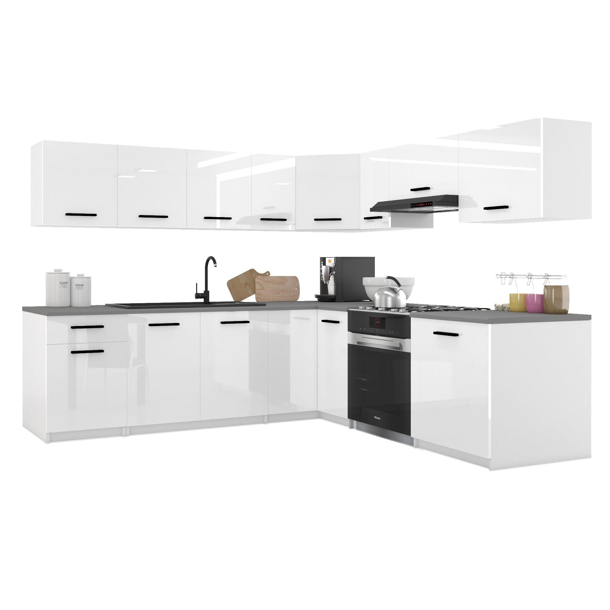 B BELINI GROUP KUCHYŇSKÁ LINKA Italia 7 420 cm , s pracovními deskami, Bílá lesklá