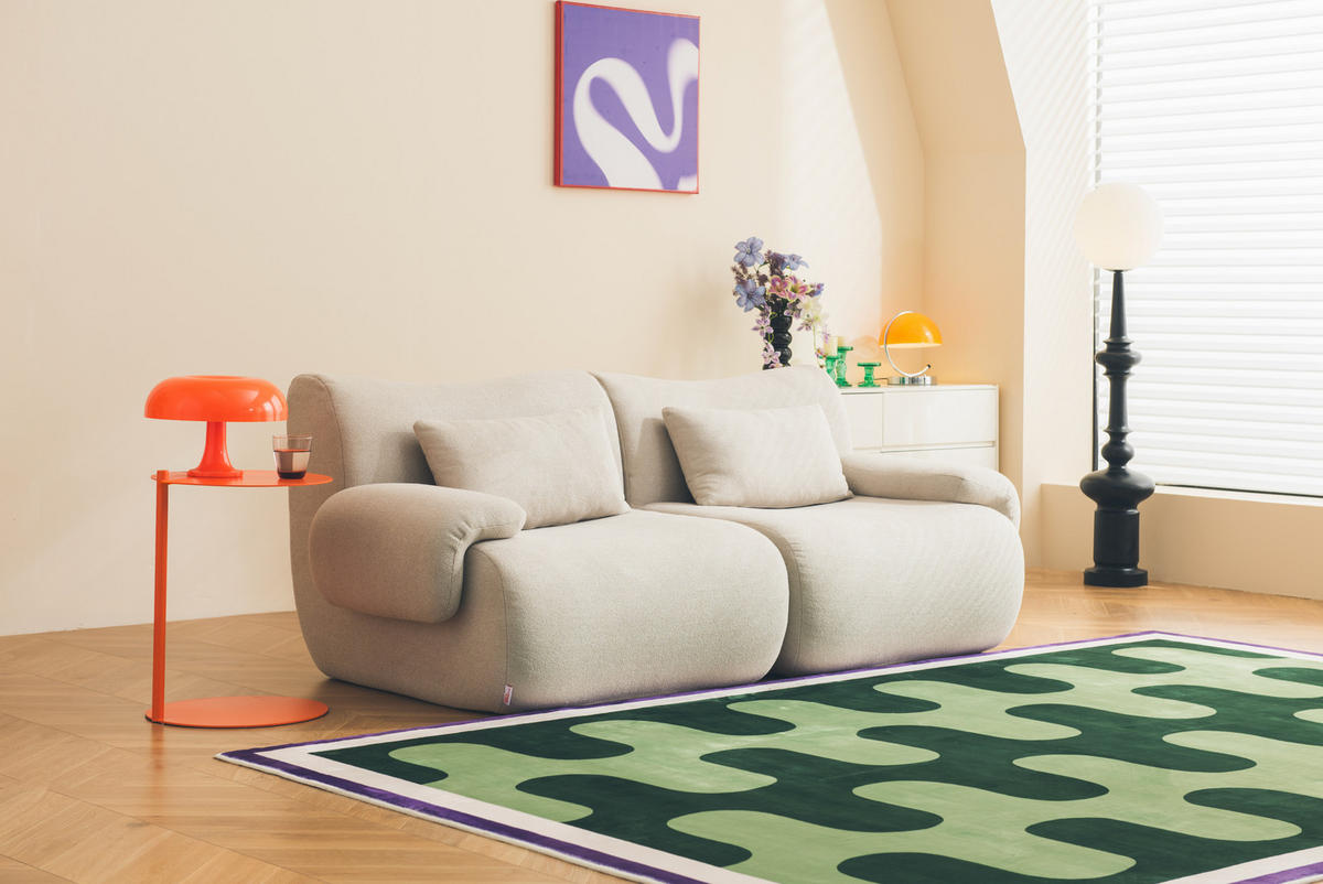 2-SITZER-SOFA Bouclé-Stoff Steinbeige - Greige, Textil (194/73/95cm) - MILYsofa