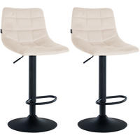 BARHOCKER 2er Set Samt creme - Creme/Schwarz, Textil/Metall (43/87/46.5cm) - CLP