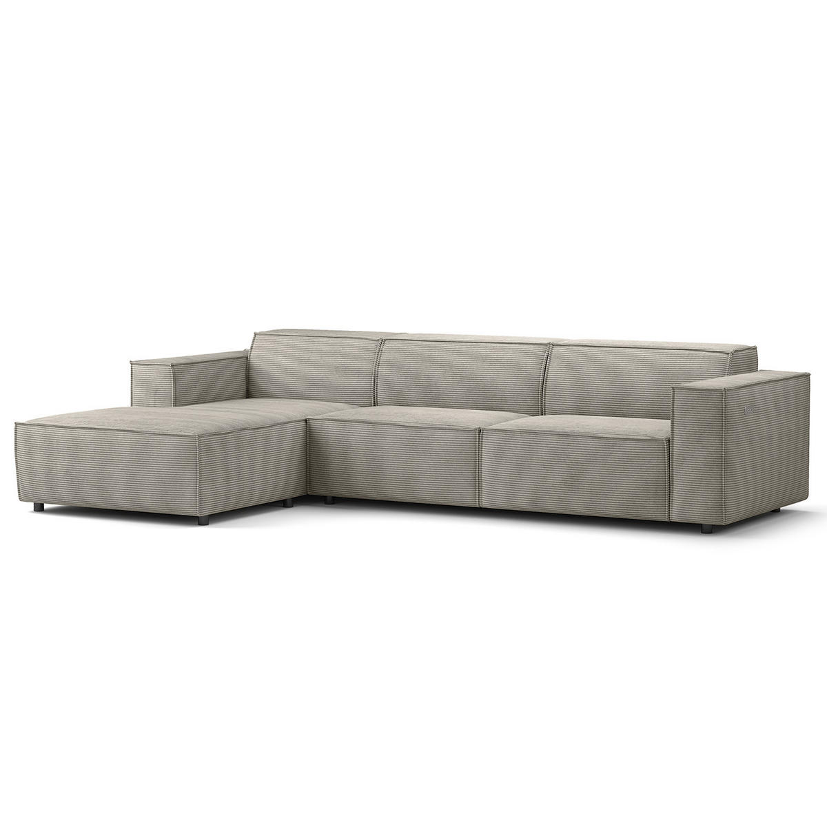 ECKSOFA mit Longchair - Graubraun/Schwarz, Kunststoff/Textil (294/177cm) - home24